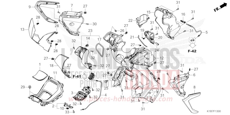 INNERE ABDECKUNG von Forza 350 PEARL FALCON GRAY (NHC61) von 2021